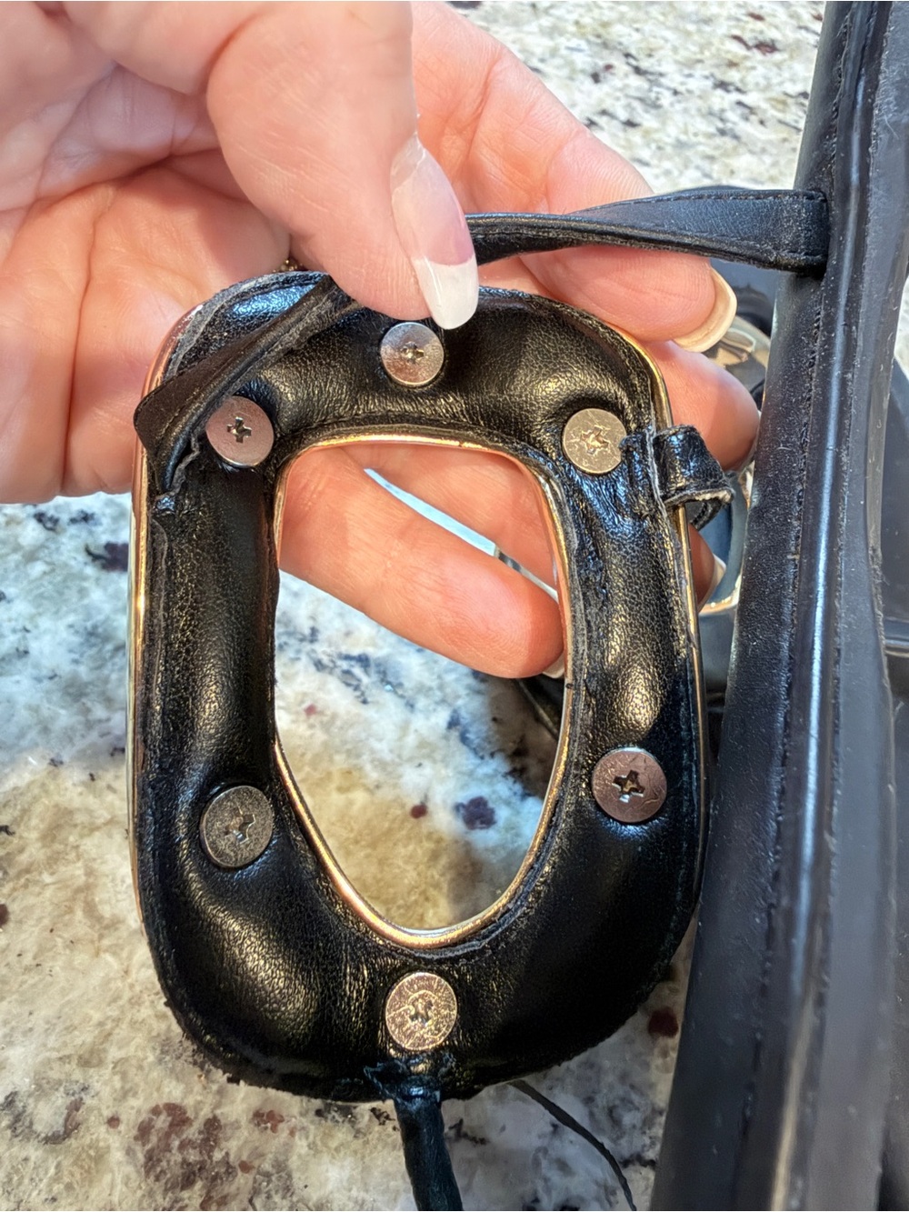 DV Dolce Vita Black Leather Sandals | Gold Hardware | Size 8 - Picture 6 of 10